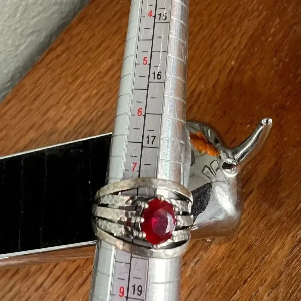 EUC Silver and Red Size 8 Ring
